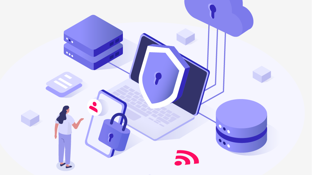 Ilustração que simboliza a efetividade dos testes de segurança, destacando proteção de dados e privacidade na internet com dispositivos conectados e cadeados digitais.